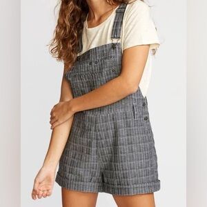 RVCA Grey Striped Overall Shorts